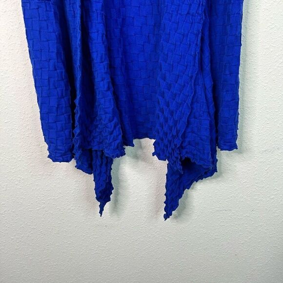 Lafayette 148 Women’s Royal Blue Textured Cotton Sleeveless Drape Cardigan M - Picture 3 of 14